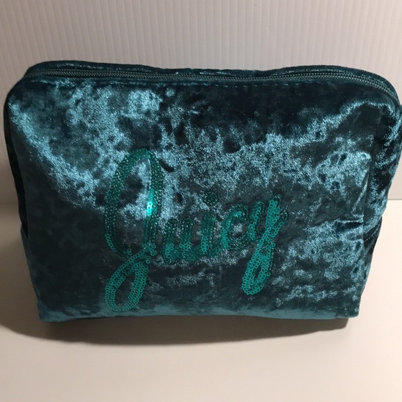 Juicy Couture emerald Green Velvet makeup bag NEW - Picture 2 of 9